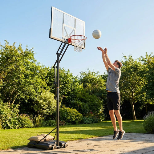 Adjustable Basketball Hoop – Black & Yellow – Portable System – Indoor & Outdoor Use