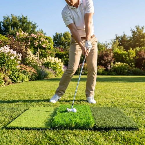 Tri Turf Golf Hitting Mat – 2ft x 1.3ft – Rubber Base – Indoor/Outdoor Use