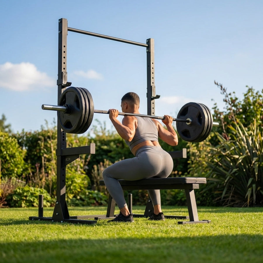 Home Gym Squat Set – Black – Durable Chrome & Rubber – Indoor/Outdoor