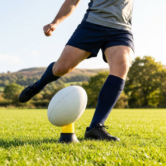 Adjustable rugby kicking tee in bright colour made from durable plastic - product detail