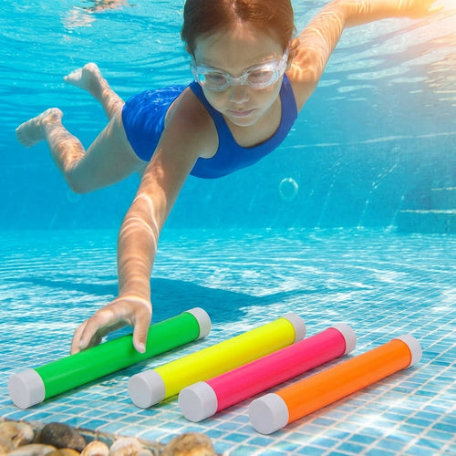 Swimming Dive Sticks – Pack of 4 – Durable PVC – Swimming Lessons & Games