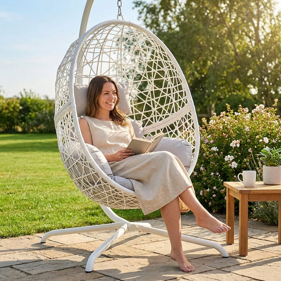 Hanging Egg Swing Chair – Single/Double – Steel & Rattan – Indoor & Outdoor Use