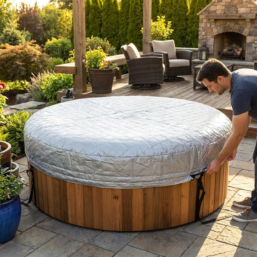 Hot Tub Thermal Cover – Grey – Double PE Insulation – Energy Saving