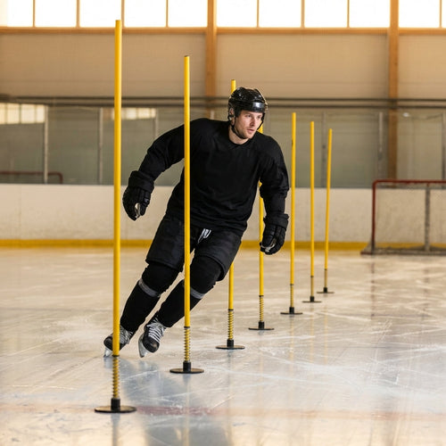 Ice Hockey Training Agility Slalom Poles – Spring Loaded – Indoor/Outdoor
