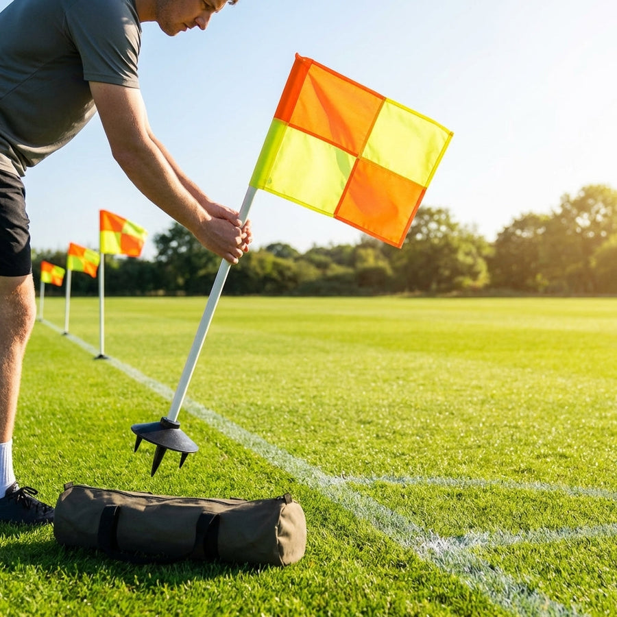 Rugby Corner Flags Set – Orange/Yellow – PVC Poles – Official Matches