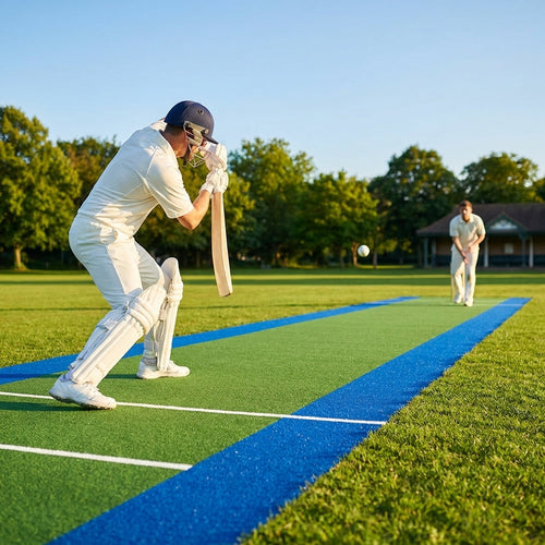 Cricket Matting – 4m Green/Blue – Tufted HDPE – Indoor/Outdoor