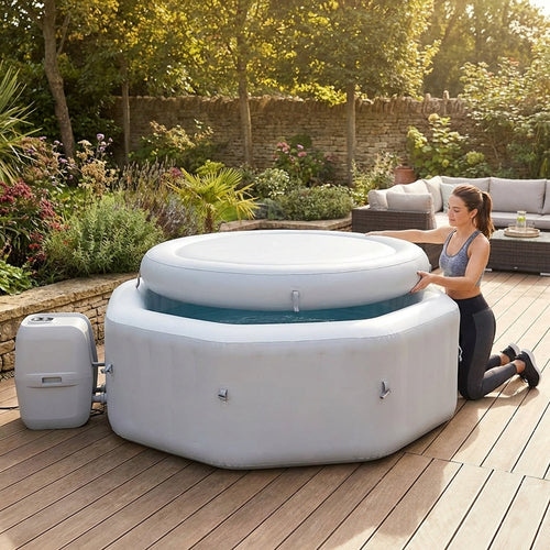 Inflatable Hot Tub Cover – Grey – Durable PVC – Energy Saving