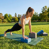 Eco-friendly yoga block available in Blue or Grey - product detail