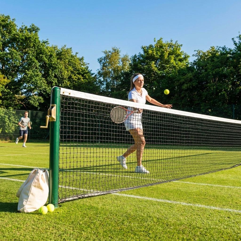 42ft tennis net in black with 2mm HDPE for school and home courts - product detail
