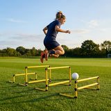 Adjustable training hurdles made from shatterproof PVC for indoor and outdoor use