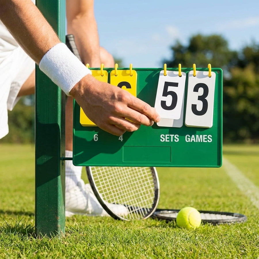 Tennis Post Scoreboard – Black & White – Chrome Steel – Indoor/Outdoor