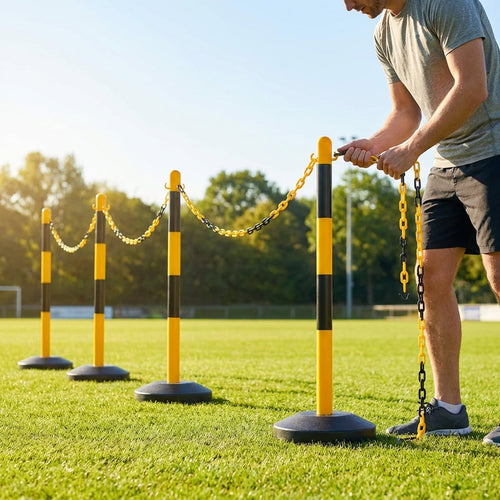 Freestanding Plastic Post & Chain Barrier Set – Multi-Colour – Durable PVC & PE – Event & Outdoor Use