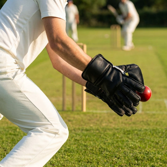 Black Wicket Keeper Gloves for cricket with rubber grip - product detail