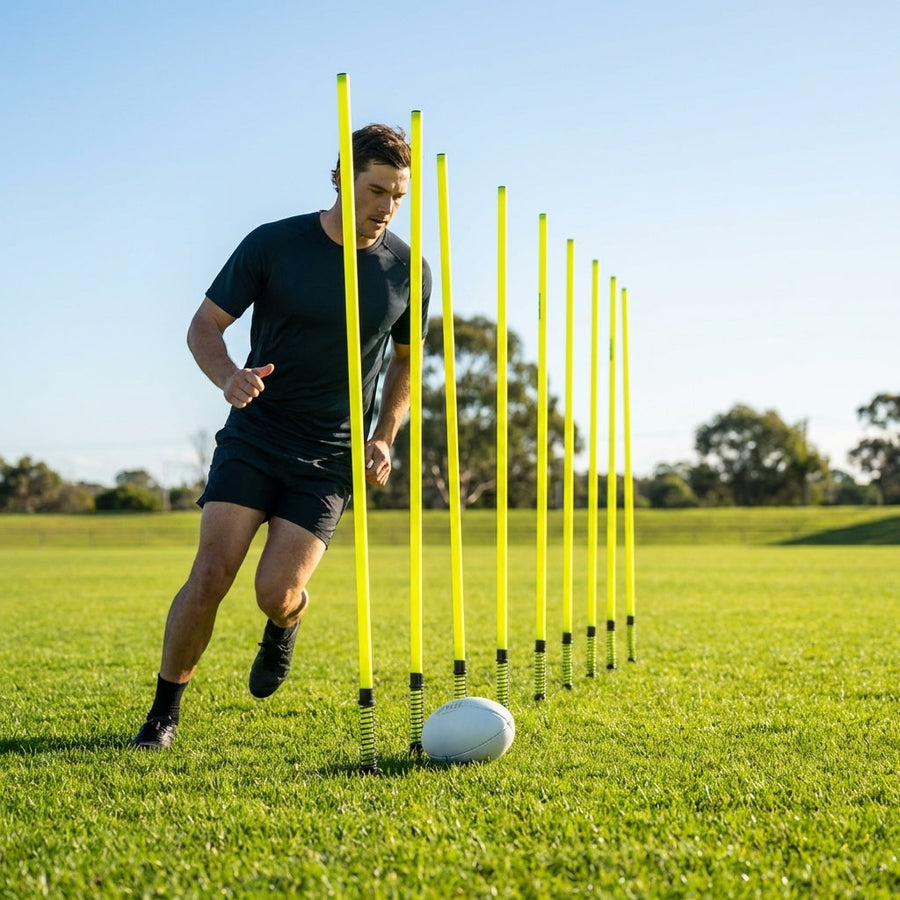 Aussie Rules Slalom Poles – 5ft or 6ft Yellow – Shatterproof PVC – Training Field