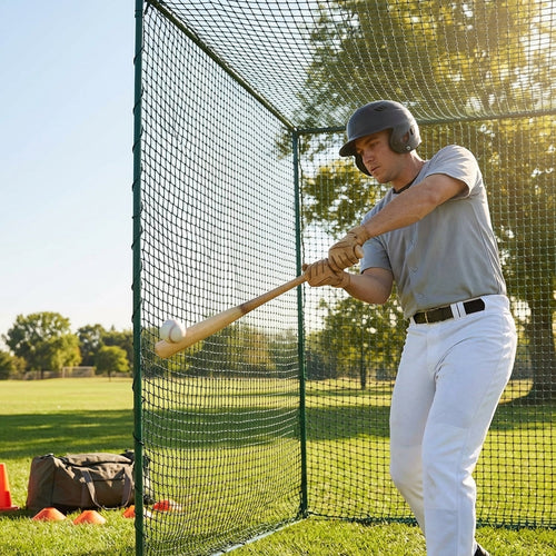 Baseball Batting Cage Net – 10ft x 10ft x 10ft – Knotless Twine – Outdoor Practice
