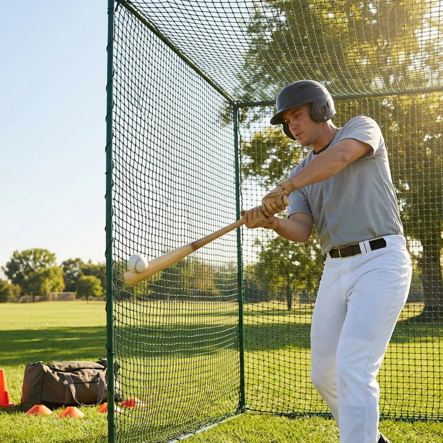 Baseball Batting Cage Net – 10ft x 10ft x 10ft – Knotless Twine – Outdoor Practice