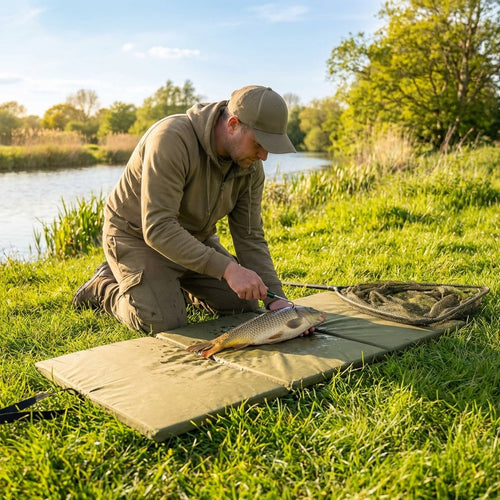 Fishing Unhooking Mat – 100cm x 55cm – Waterproof 190TPU – Portable Carp Care