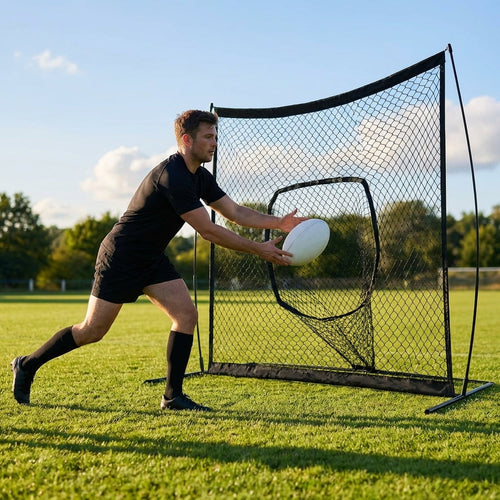 Rugby Passing Net – 8ft x 8ft – Polyester & Fiberglass – Indoor/Outdoor