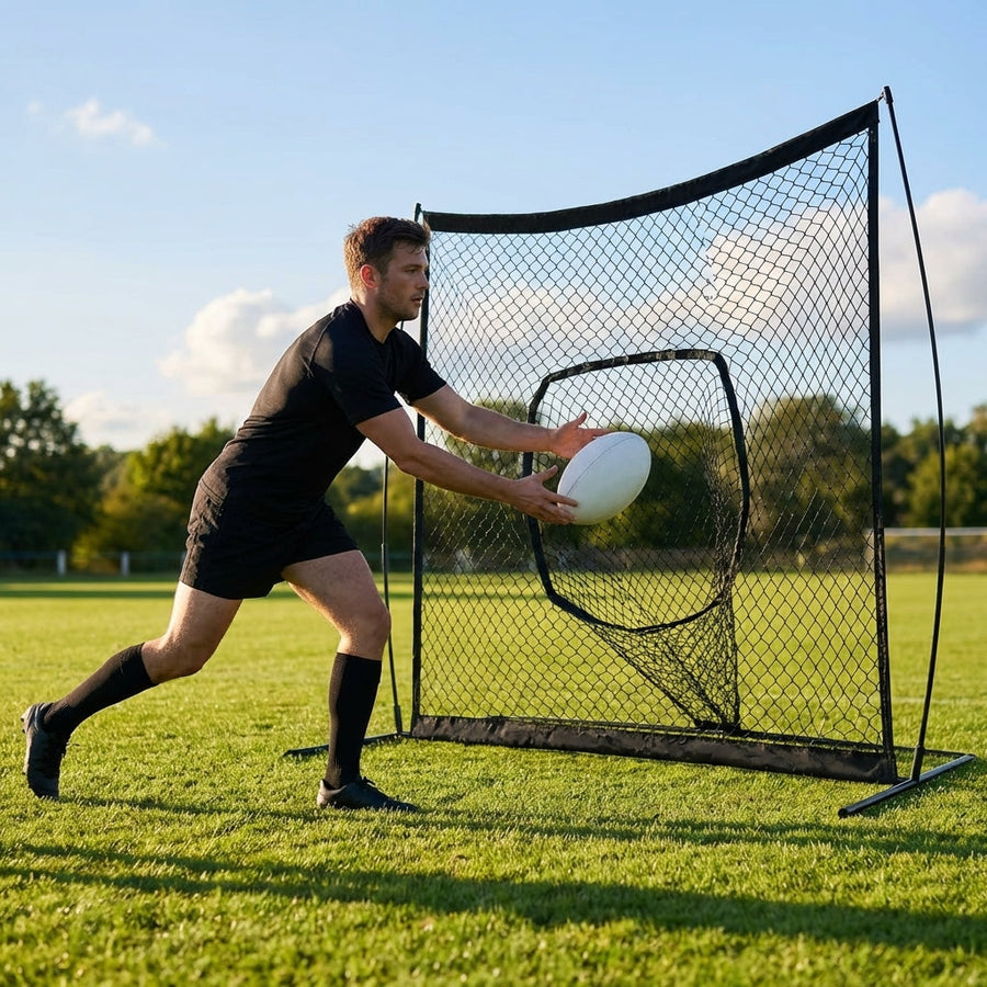 Rugby Passing Net – 8ft x 8ft – Polyester & Fiberglass – Indoor/Outdoor