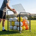 Ball storage trolley with steel mesh and castor wheels - product detail