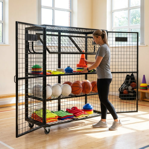 Sports Equipment Storage Cabinet – Black – Steel – Schools & Clubs