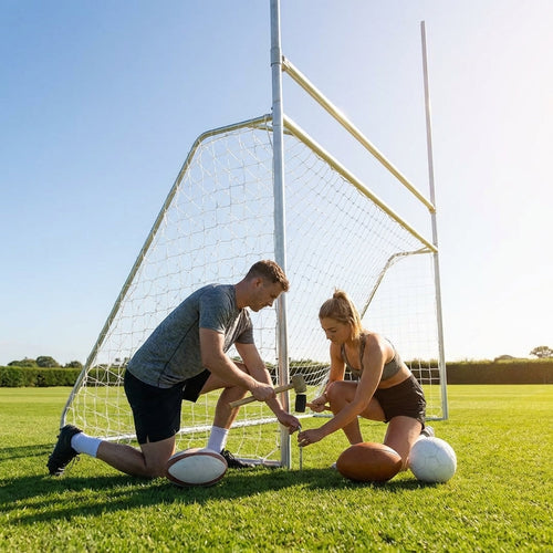 Aluminium Combi Goal Posts – 12x6ft – Reinforced Aluminium – Youth Sports