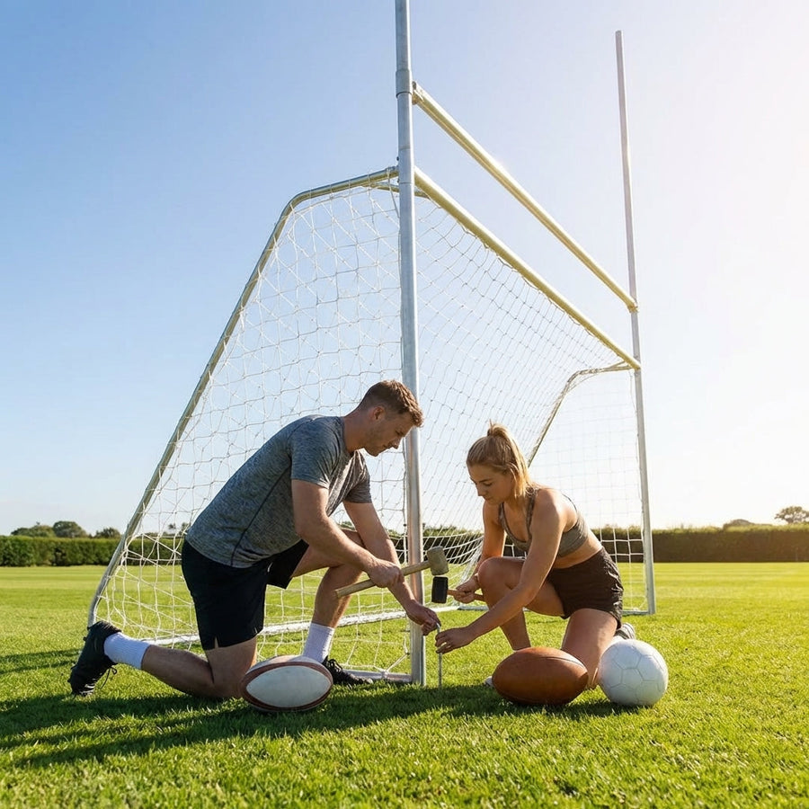 Aluminium Combi Goal Posts – 12x6ft – Reinforced Aluminium – Youth Sports