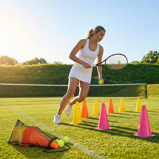 Tennis training marker cones in various sizes and colours - product detail