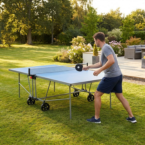 Outdoor Table Tennis Table – Blue – Steel Frame & Resin Top – Garden & School Use