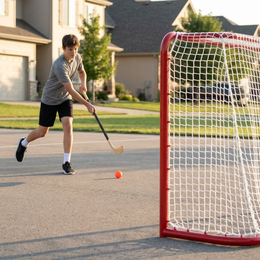Street Hockey Goal – 6ft x 4ft Red – Galvanised Steel – Recreational & Competitive Use
