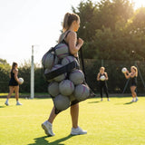 Netballs carry bag holding 12 pack for sports teams