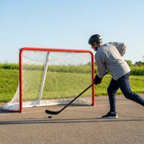 Street Hockey Goal in Red with Heavy Duty Steel Frame