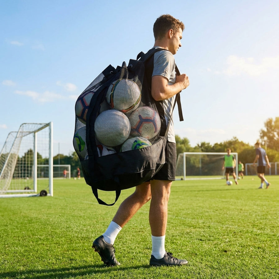 Mesh Ball Backpack – Black – Nylon & Mesh – Sporting Events