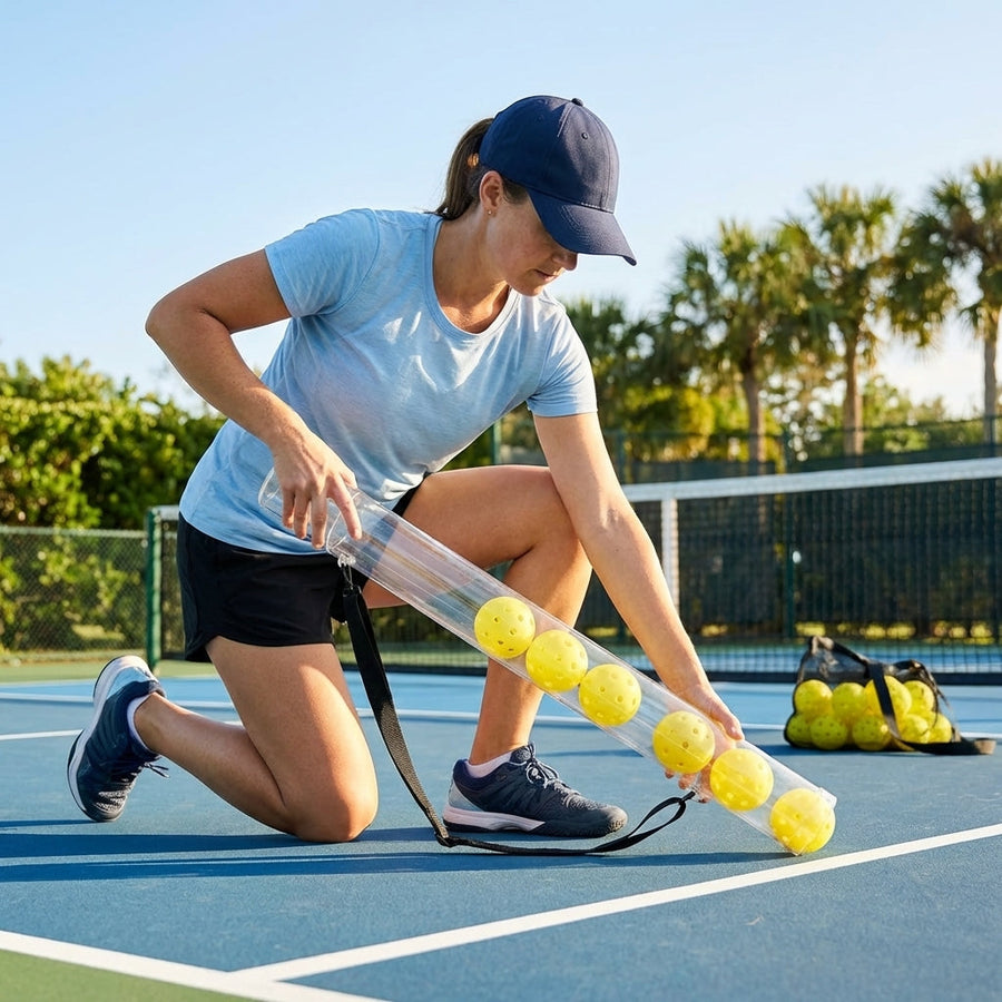 Pickleball Pick Up Tube – Transparent – Durable PVC & Rubber – Court Clean-Up