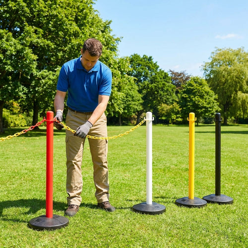 Plastic Chain Barrier Posts – 4 Colours – Heavy-Duty PVC – Crowd Control
