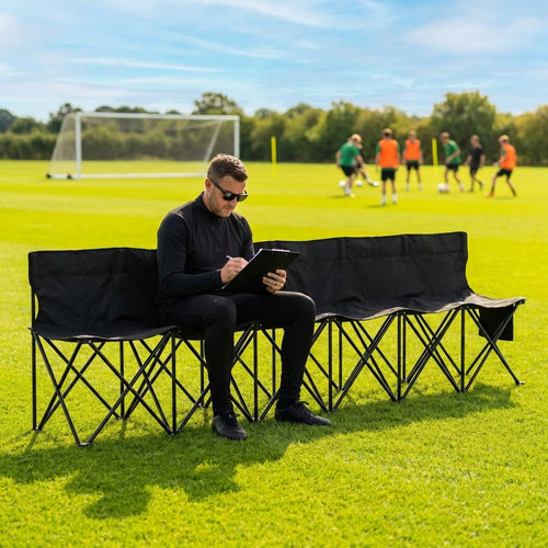 Portable Team Bench – Black – Steel Frame – Sports & Camping