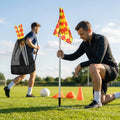 Football corner flag set with bright nylon flags and PVC poles
