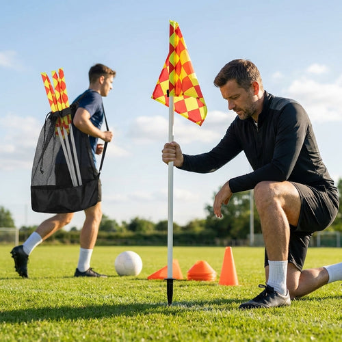 Football Corner Flag Set – Various Colours – PVC & Nylon – Sports Field Use