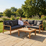 Garden Corner Sofa Set – Charcoal/Teak – Aluminium & Teak – Outdoor Use