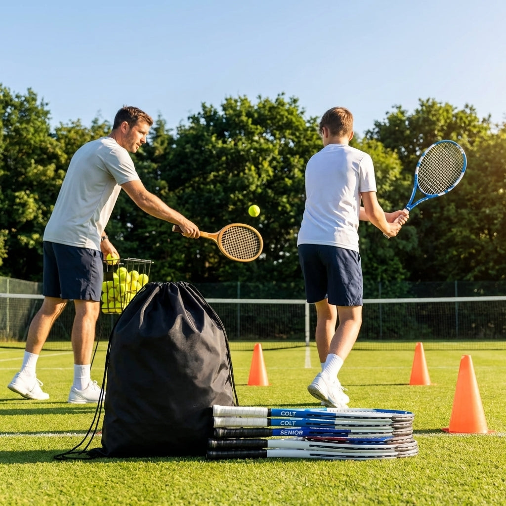 Tennis racket and bag set with aluminium rackets for coaches and players - product detail