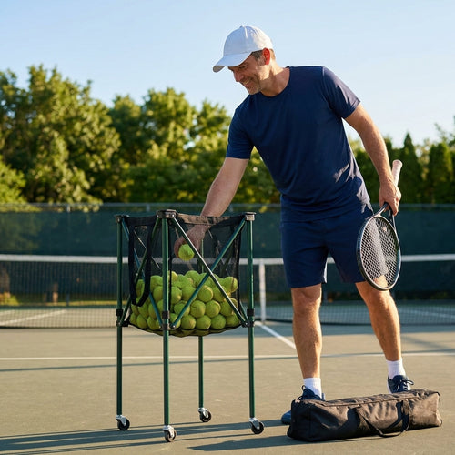 Ball Caddy – 85cm/Black – Metal Frame – Tennis & Pickleball