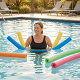 Colourful swimming pool noodles made from durable EVA foam