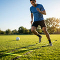 Speed agility ladder with fluorescent yellow rungs for football training