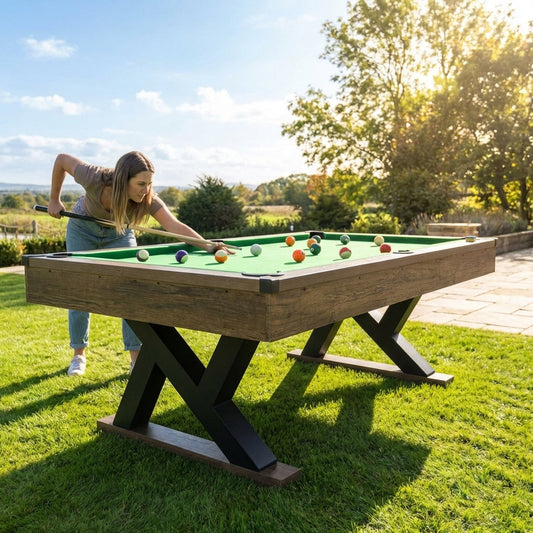7ft pool table with green velvet surface and MDF finish - product detail