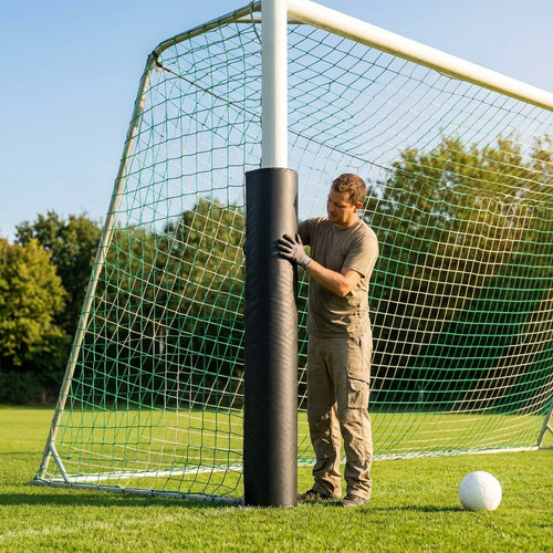 Football Net Support Post Pads – 1.8m Black/White – Heavy-Duty PVC – Injury Prevention