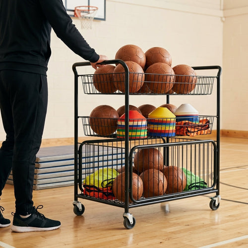 Sports Storage Trolley – Black – Durable Steel – Schools & Clubs