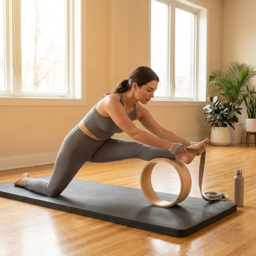 Yoga Equipment Set – Blue or Grey – Durable PVC & EVA – Home & Studio Use