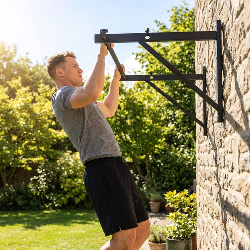 Wall Mounted Pull Up Bar – Black – Heavy-Duty Steel – Home & Garage Gym