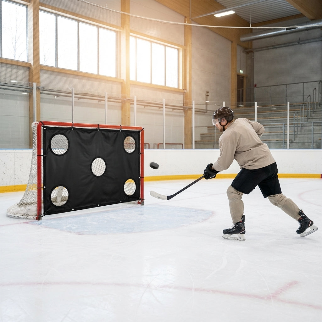 Ice Hockey Goal Target Sheet with 5 Holes for Training
