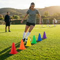 Flexible training cones in assorted colours for sports drills